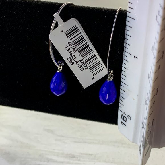 Sterling silver sweep earrings with lapis - Picture 5 of 6